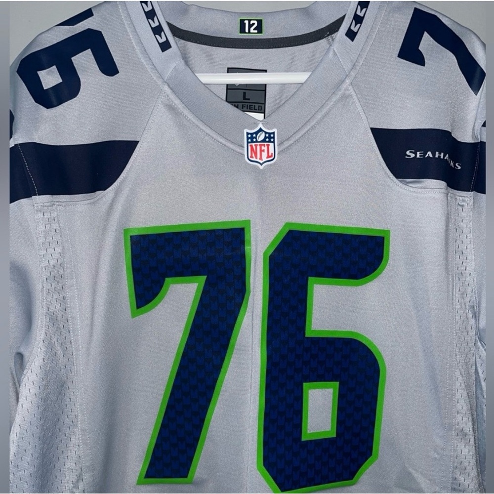 Seattle Seahawks Grey Authentic Nike NFL ON FIELD Football Jersey Men’s Large